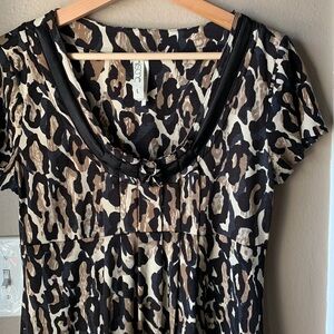 KISCHE Short Sleeve Animal Print Babydoll Shirt